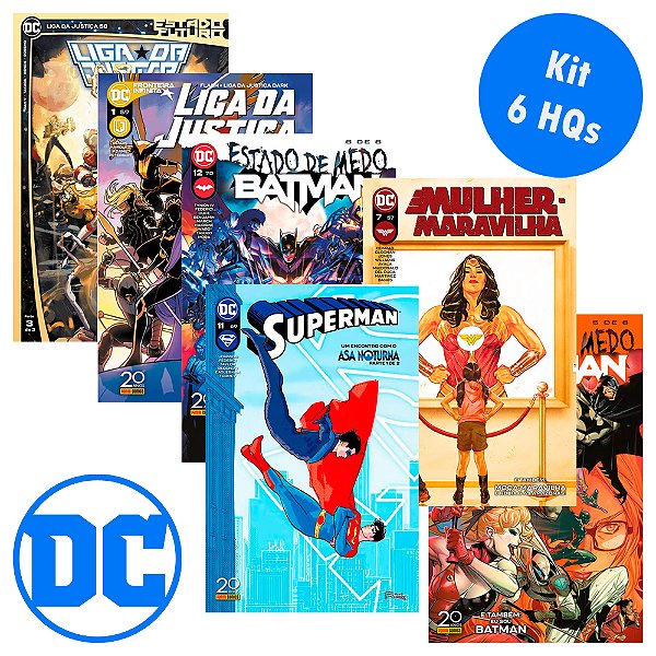 Kit com 6 HQs DC Comics: Superman, Batman, Mulher Maravilha e Liga da Justiça