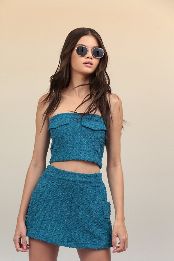 Top bouclet azul
