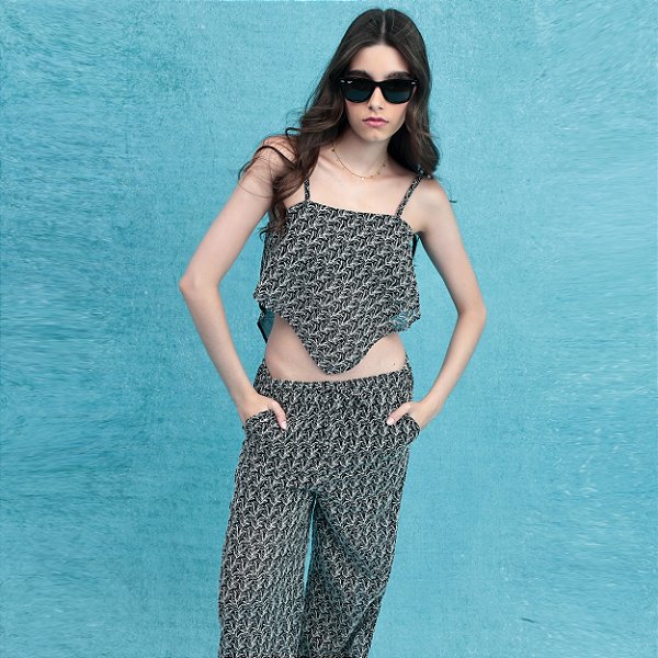 Top Folhagem Preto