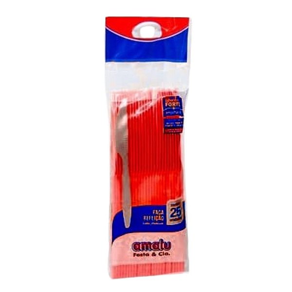 Faca Extra Forte Amalu Vermelho 25 unidades