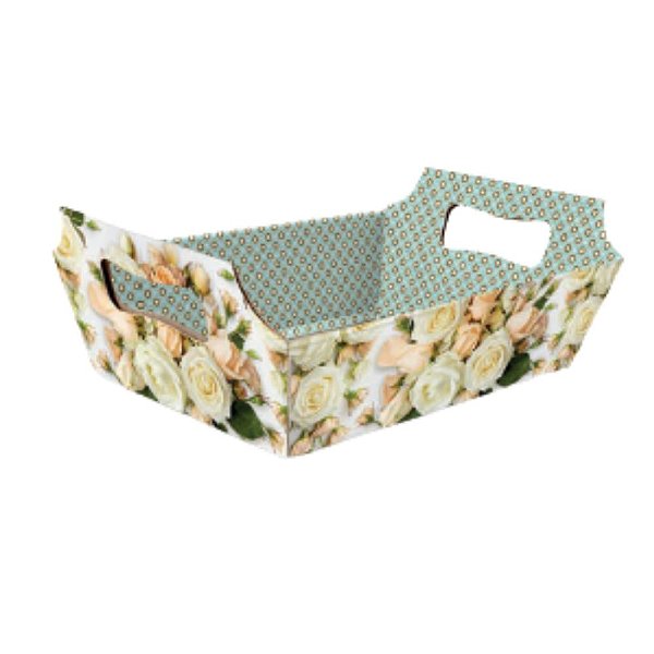Cesto Cartão Estampa Rosas 23x16x8 B18