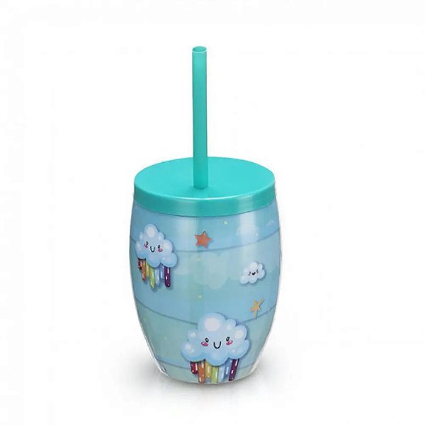 Copo Bojo Canudo Nuvem Menino - 650ML
