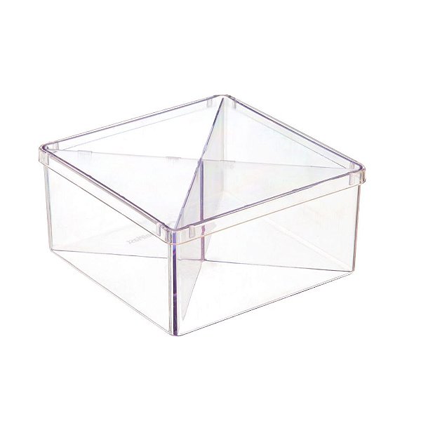 Caixa Acrílica 12x12cm Transparente c/Divisória