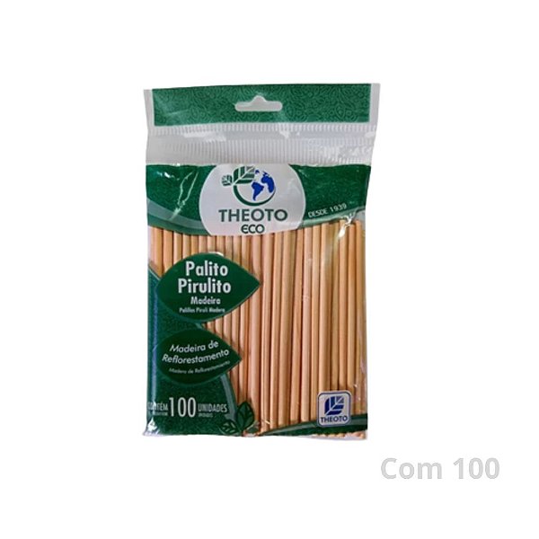 Palito P/pirulito Madeira Theoto C/100