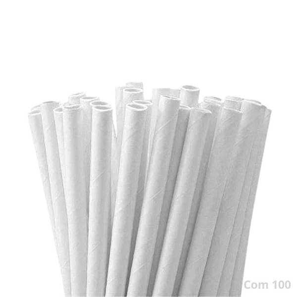 Canudo de Papel Branco Plastifer C/100