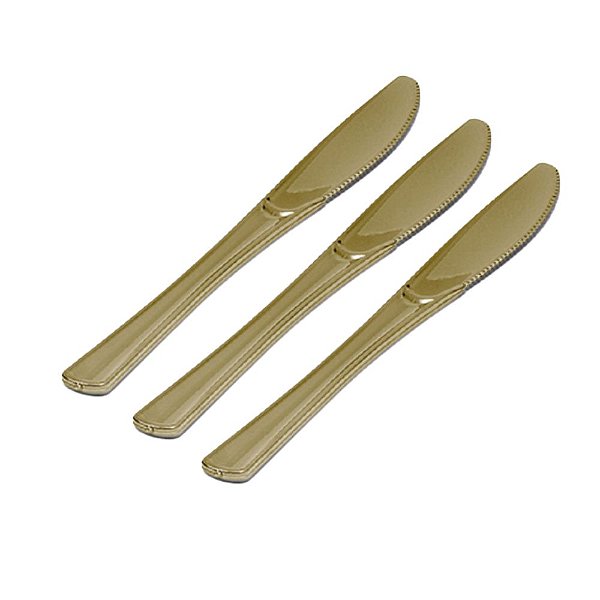 Faca Descartável Refeição Gold Premium c/8