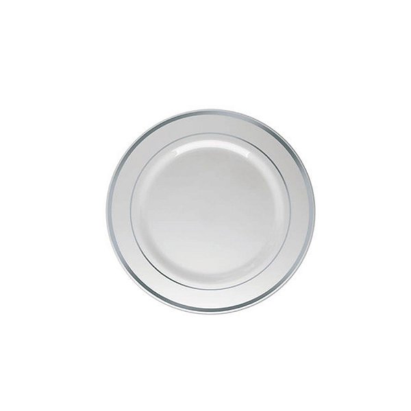 Prato Sobremesa Borda Prata 19cm c/6