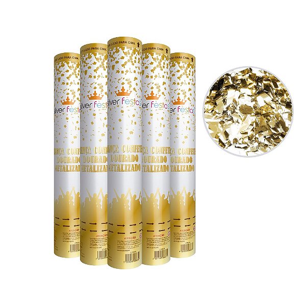 Lança Confete Dourado Metalizado 30cm Picado