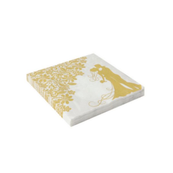 Guardanapo Estampado Casal Dourado 32x32cm