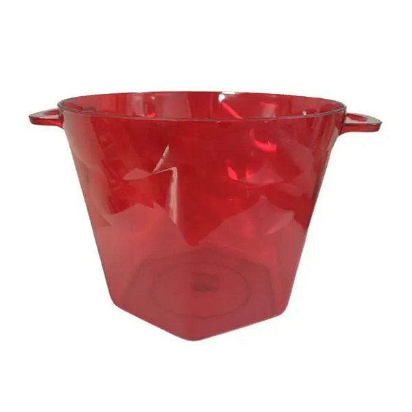 Balde de gelo vermelho transparente