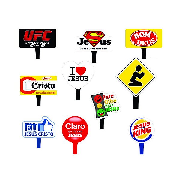 Kit Placas Gospel Colorida 10 Unidades