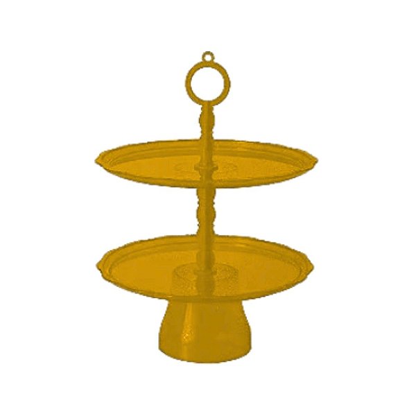 Torre Para Doces 2 Andares Cristal Com Dourado