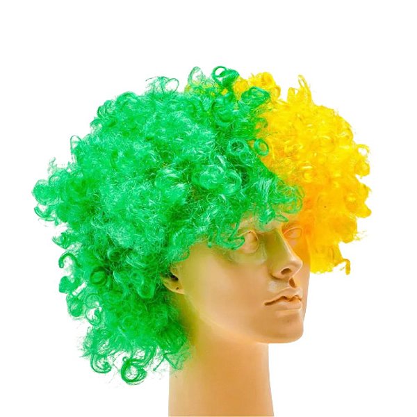 Peruca Black Power Verde c/Amarelo