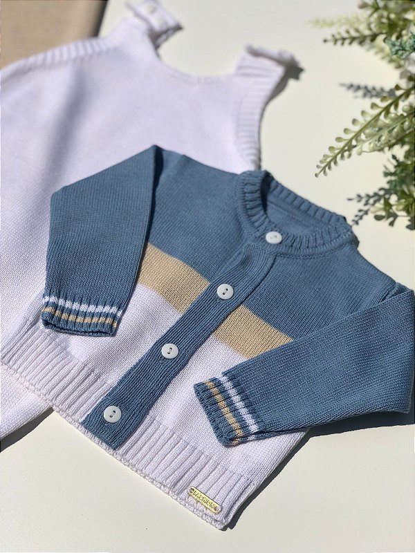 Saída de Maternidade Menino Moscou Tricot 3 Peças