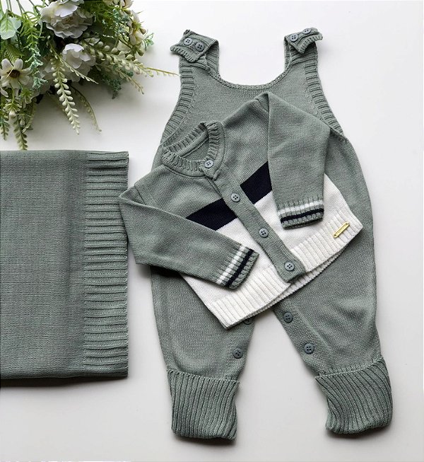 Saída de Maternidade Menino Moscou Tricot 3 Peças