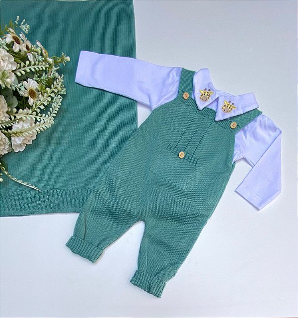 Saida de maternidade tricot 3 peças safari girafa