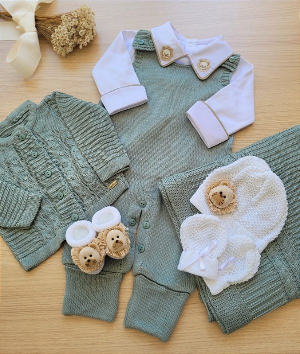 Saída de Maternidade Menino Jersey Tricot 7 Peças Completa