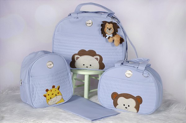 Kit de Bolsa Maternidade tema safari 4 peças