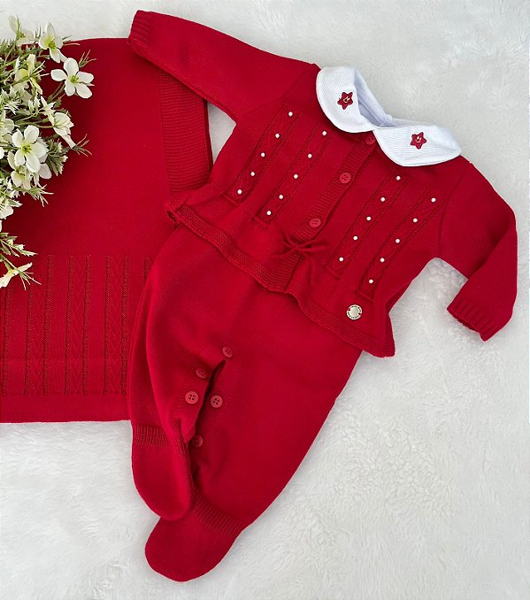 Saída de maternidade Dinhos Baby de menina Liz em tricot 4 peças