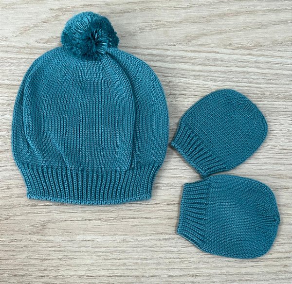 Kit gorro e luvas em tricot Tamine