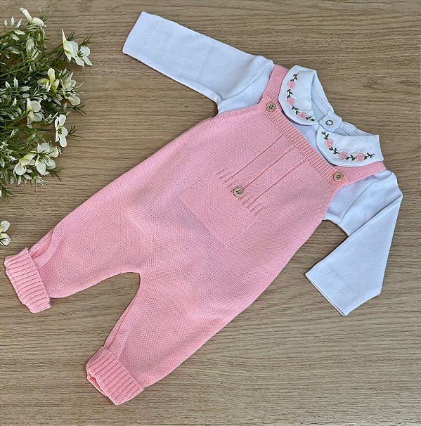 Saída de maternidade jardineira Maria Clara 2 peças