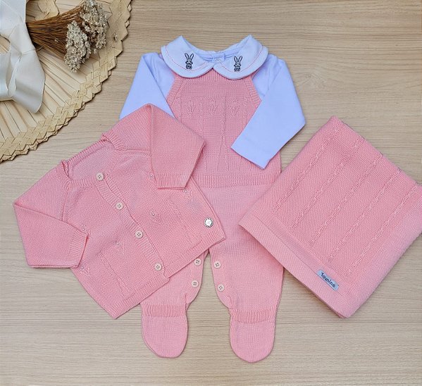 Saída de maternidade menina em tricot Isabella 4 peças - Tamine