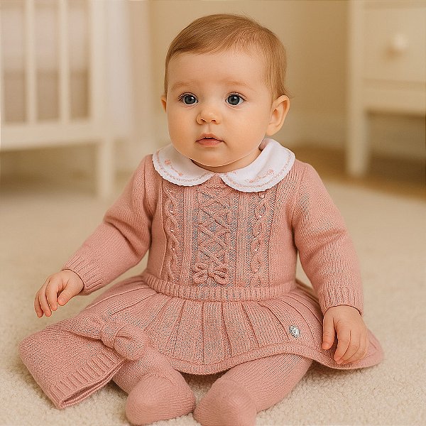 Saída de maternidade menina Catarina vestido tricot 5 peças