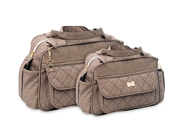 Kit Bolsa Maternidade Grande e Média em Matelassê – Bolsa Bebê Organizador Mamãe