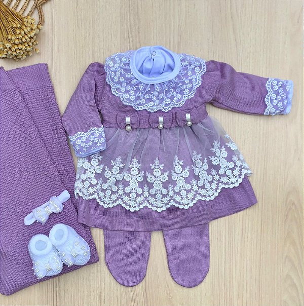 Vestido com Renda Luna Menina 6 peças