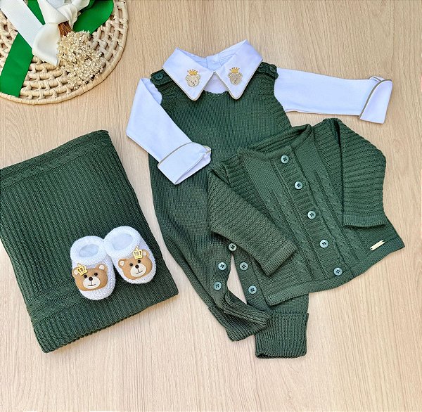 Saída de maternidade menino Alex tricot - Urso Príncipe 5 peças