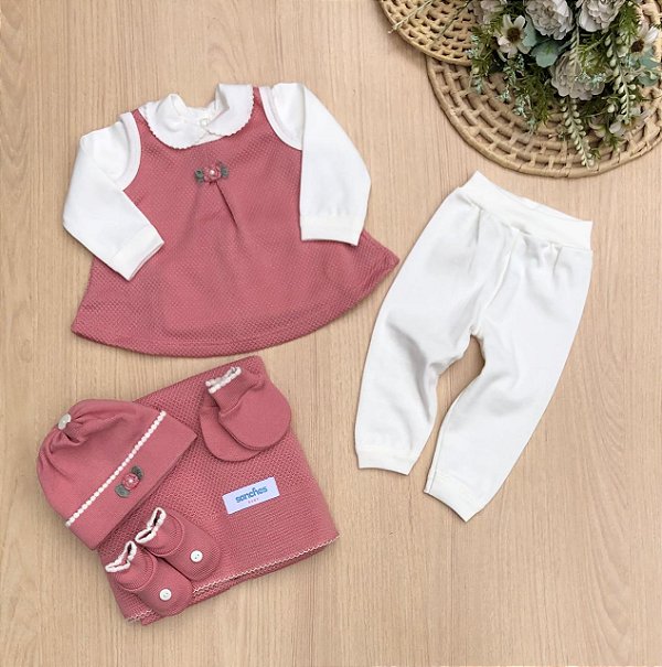 Saída de maternidade Menina Sanches Kit Flor 7 peças