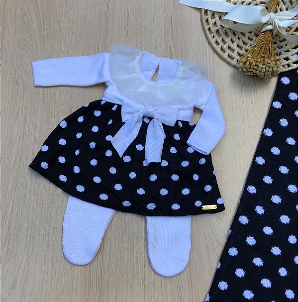 Saída de Maternidade menina bolinha Samantha 3 Peças | Dinhos Baby