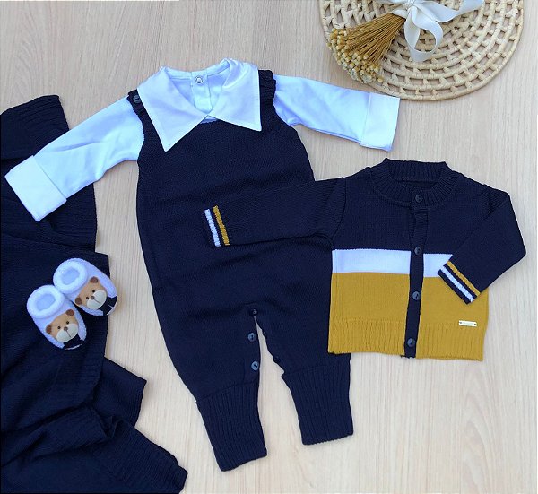 Saída de Maternidade O Royal Tricot 5 Peças | Casaco, Macacão, Body, Manta e Sapatinhos | Dinhos Baby