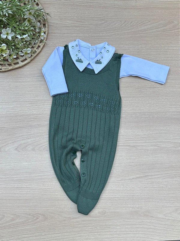 Macacão Joca Tricot menino com Body Bordado 2 peças