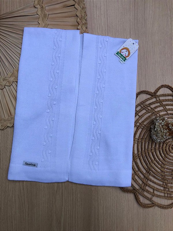 Manta de Tricot para Bebê Tamine Baby Bolotas Enxoval Recém-Nascido
