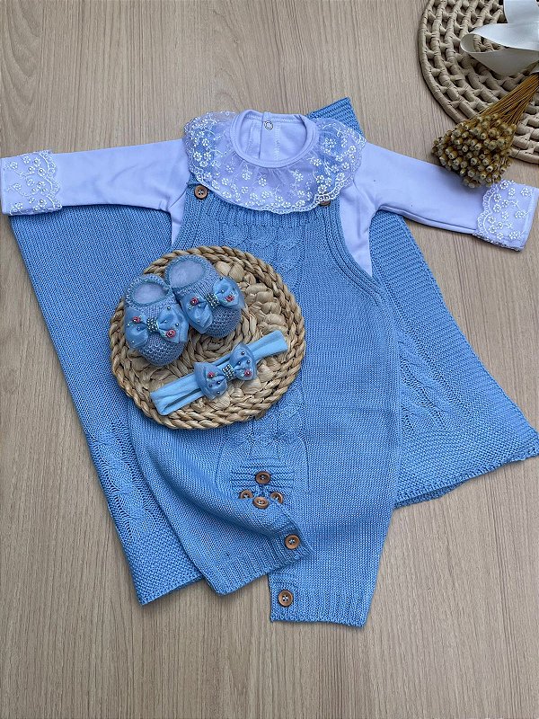 Saída de Maternidade Menina em Tricot 5 Peças Completo