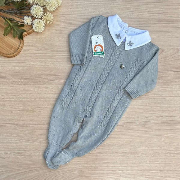 Saída de Maternidade Menino Antônio Tamine Dinhos Baby Tricot 2 Peças