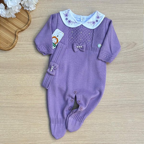 Saída de Maternidade Menina Mayte Tamine Dinhos Baby Tricot 3 Peças