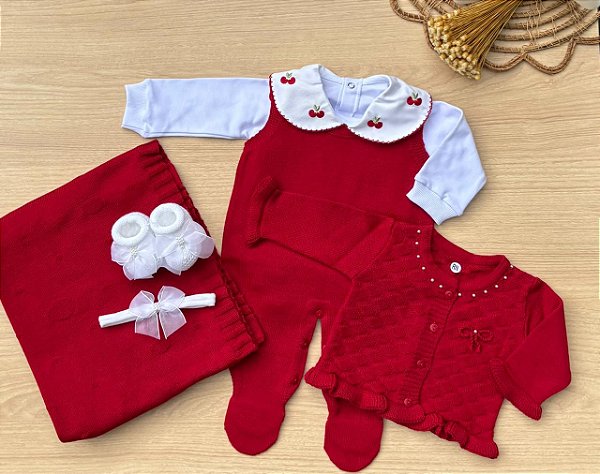 Saída de Maternidade Menina Charlotte 6 Peças Tricot Dinhos Baby