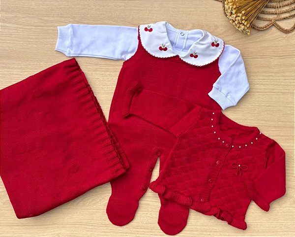 Saída de Maternidade Menina Charlotte 4 Peças Tricot Dinhos Baby