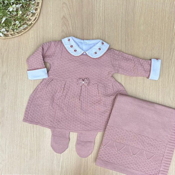 Saída de Maternidade Menina Eloá 4 Peças Tricot Dinhos Baby