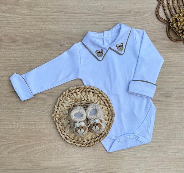 Kit Body Menino Aviador com Sapatinho – Dinhos Baby – 2 Peças