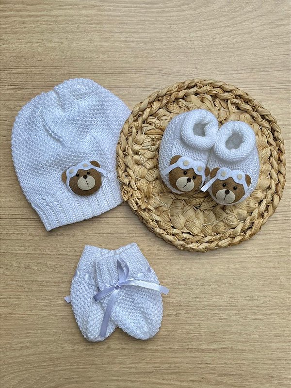 Kit Menino Ursinho Aviador Dinhos Baby 3 Peças