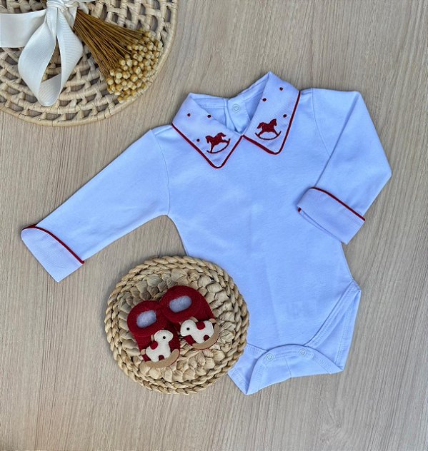 Kit Body Menino Cavalinho 2 Peças com Sapatinhos – Dinhos Baby