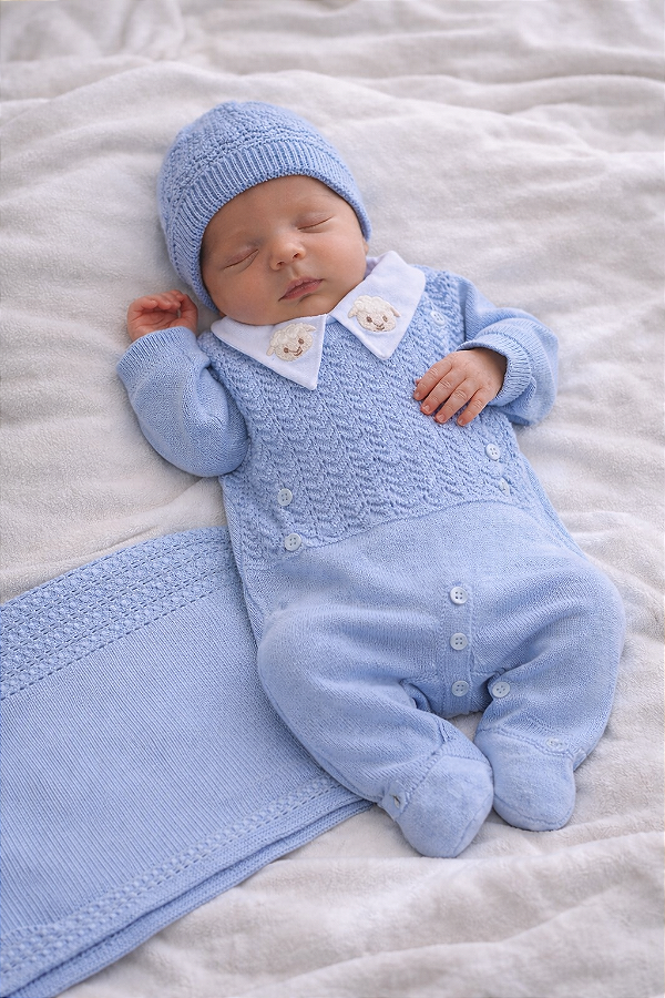 Saída de Maternidade Menino Benjamin Tamine 4 Peças – Dinhos Baby