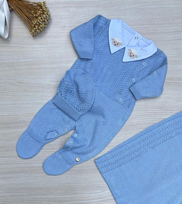 Saída de Maternidade Menino Benjamin Tamine 4 Peças – Dinhos Baby