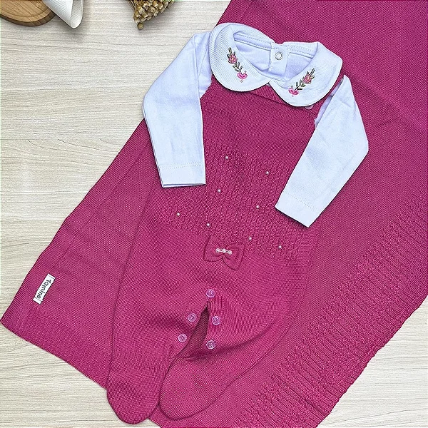 Saída de Maternidade Tricot Menina Laura Maria 3 Peças