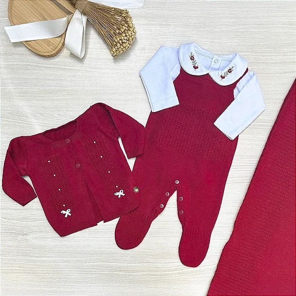 Saída de Maternidade Menina Olivia Maria 4 Peças – Dinhos Baby