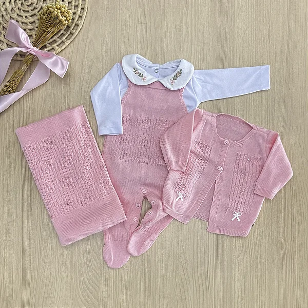 Saída de Maternidade Menina Olivia Maria 4 Peças – Dinhos Baby