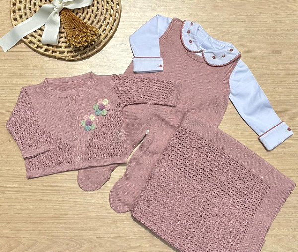 Saída de Maternidade Menina Heloísa 4 Peças – Dinhos Baby